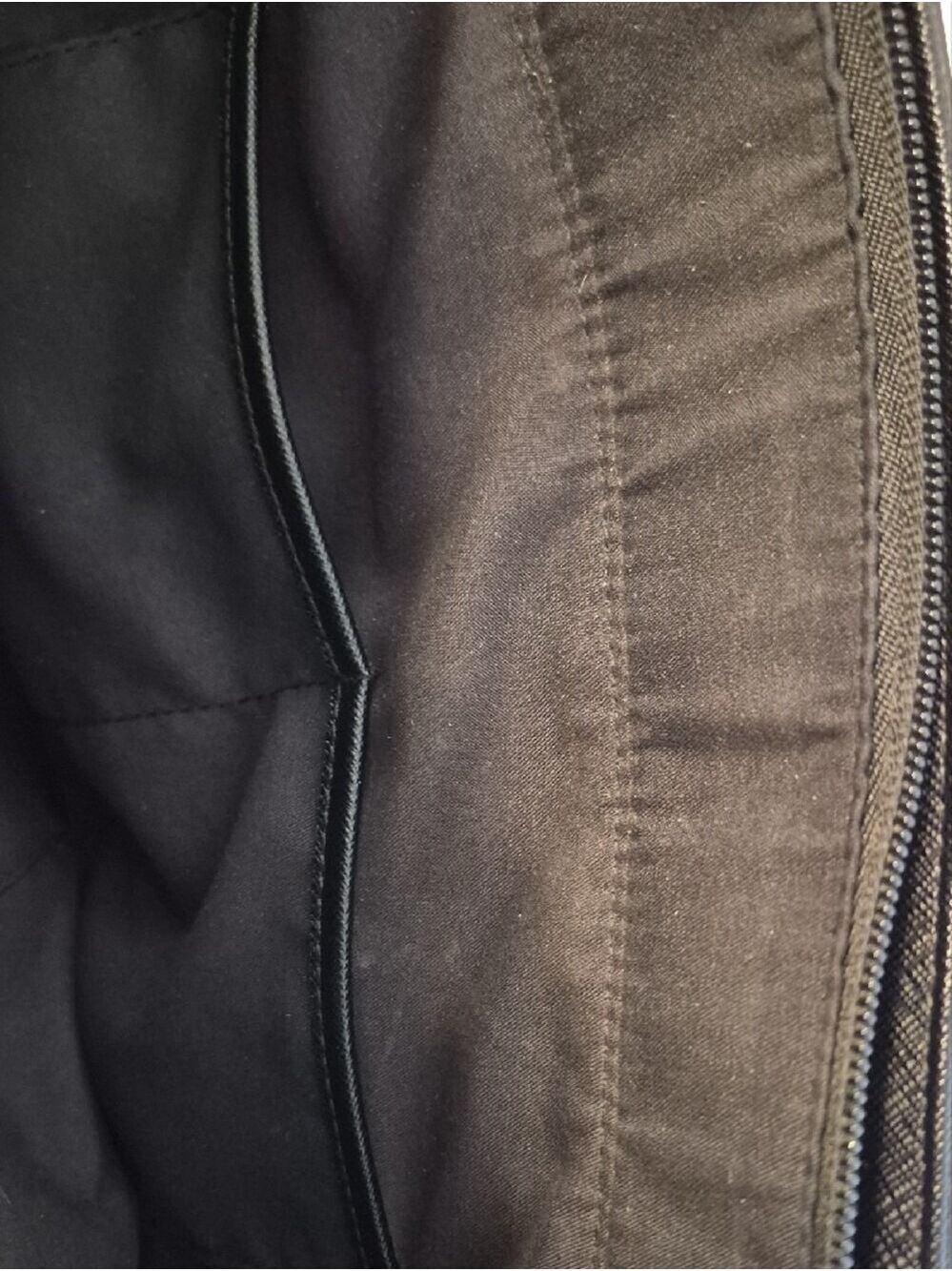 Classic Black and White Tote with Taupe Handles - Picture 12 of 16